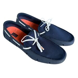 Swims Men's Braided Lace Loafers Navy Blue Size 13 Nautical Boat Shoes